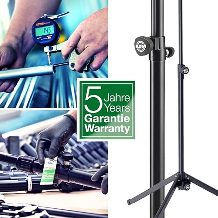 K&M Stands 26731 Speaker Stand - Fully Adjustable Height - Steel Base with Carry Handle - Black by K&M - Image 2