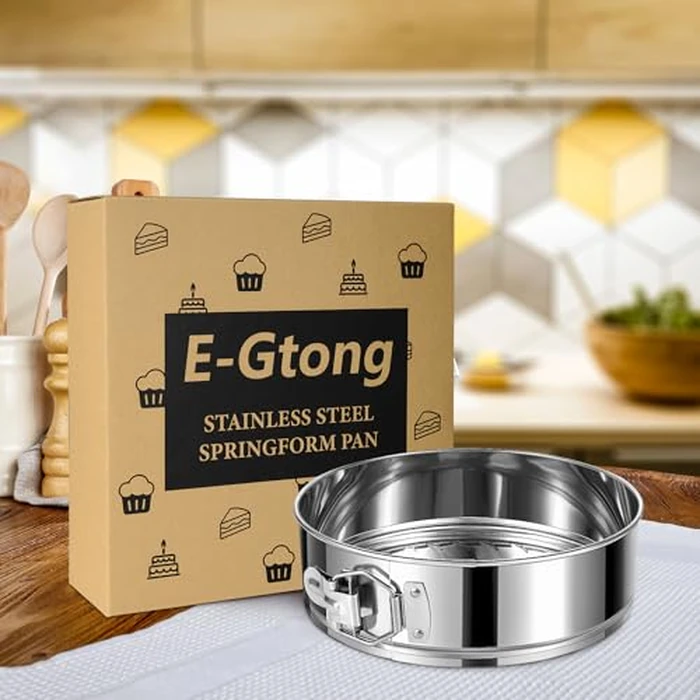 E-Gtong 9 Inch Springform Cake Pan, 304 Stainless Steel Springform Pans, Leakproof & Nonstick Cheesecake Pan with Removable Bottom, Round Spring Form Cake Pan For Baking by E-Gtong - Image 7