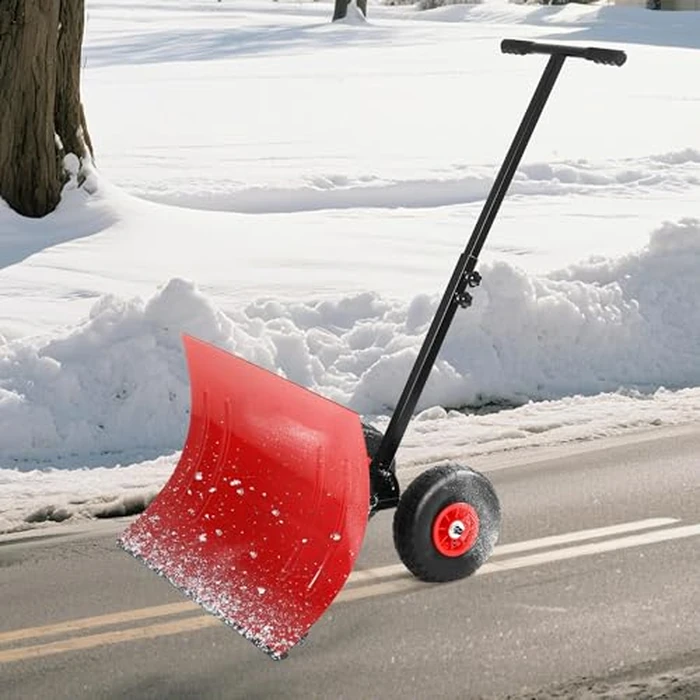 Snow Shovel with Wheels,29.1 Wx 19.3 H Heavy Duty Push Snow Plow for Driveway,Ergonomic Snow Pusher Shovel with Snow Removal Adjustable Angle & Height Handle for Driveway, Pavement by MilleLoom - Used - Like New condition - CA$49.24