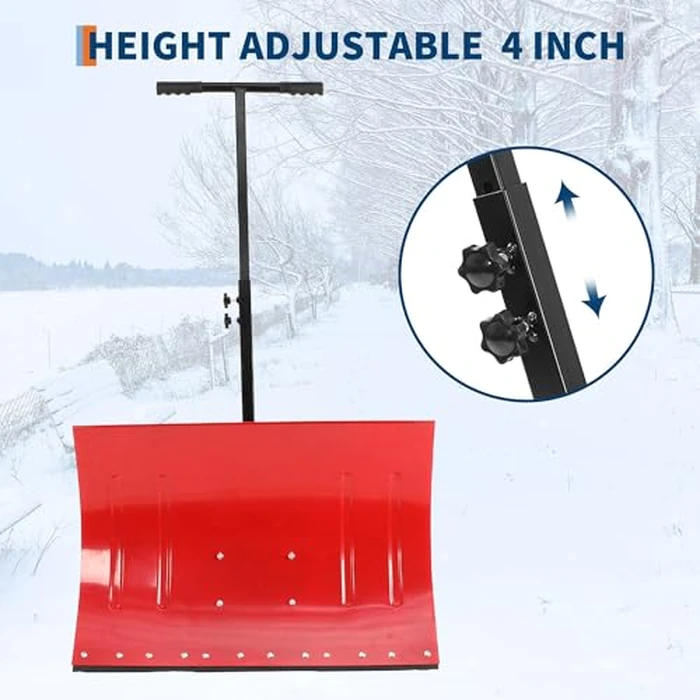 Snow Shovel with Wheels,29.1 Wx 19.3 H Heavy Duty Push Snow Plow for Driveway,Ergonomic Snow Pusher Shovel with Snow Removal Adjustable Angle & Height Handle for Driveway, Pavement by MilleLoom - Image 5