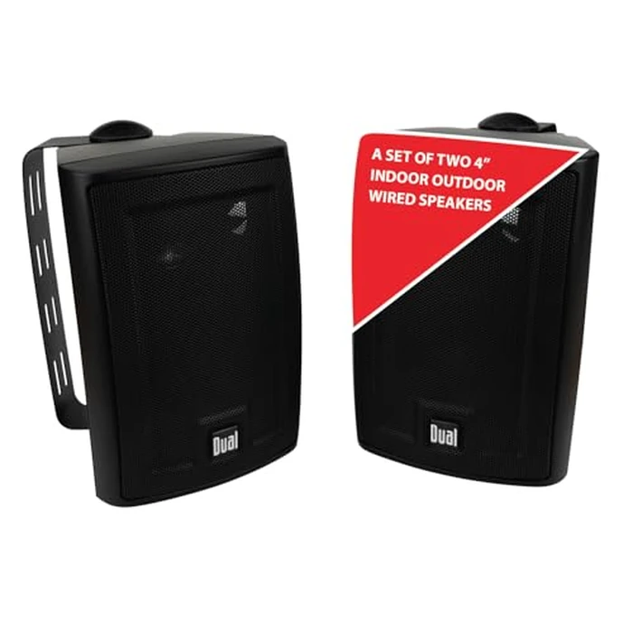 Dual Electronics LU43PB 4" 3-Way High Performance Outdoor Indoor Wired Speakers | Effortless Set Up | Home, Pool, Patio, Garage Use | Weather & UV Resistant | Expansive Stereo Sound Coverage | Black by Dual Electronics - Used - Like New condition - US$50.44