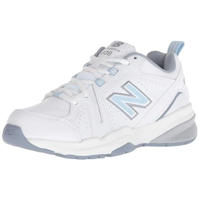 New Balance Women's 608 V5 Casual Comfort Cross Trainer, White/Light Blue, 9 M US by New Balance - Used - Very Good condition