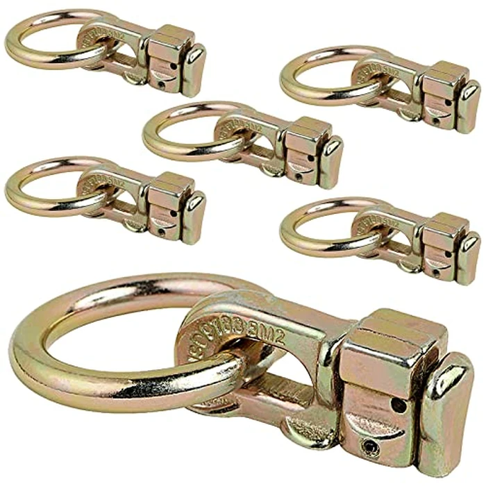 PALOZO L Track Double Stud Tie Down Fitting with O-Ring, Use with L Track Rails in Truck, Van, Trailer to Create Instant Tie-Down Anchor Points, Bearing 5000 LBS Heavy Duty Steel, Pack of 6, Gold by PALOZO - Image 1