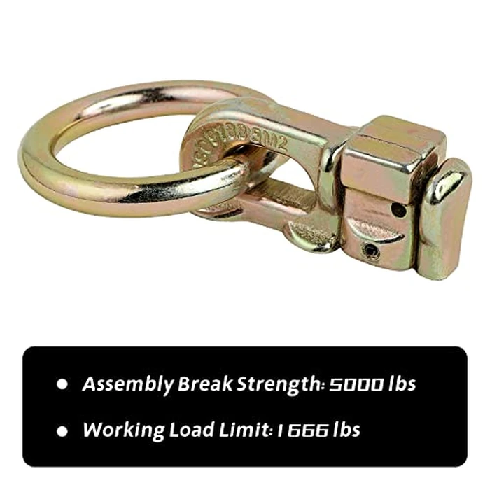 PALOZO L Track Double Stud Tie Down Fitting with O-Ring, Use with L Track Rails in Truck, Van, Trailer to Create Instant Tie-Down Anchor Points, Bearing 5000 LBS Heavy Duty Steel, Pack of 6, Gold by PALOZO - Image 3