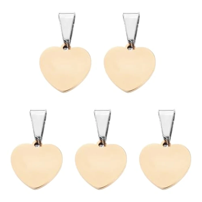 uxcell 5 Pcs 15mm/0.59 Inch Heart Blank Stamping Tags, Metal Charm Dog ID Tags for Pet Name Tag Making Crafts Decoration DIY Pendants, Rose Gold by uxcell - Used - Acceptable condition - CA$5.39