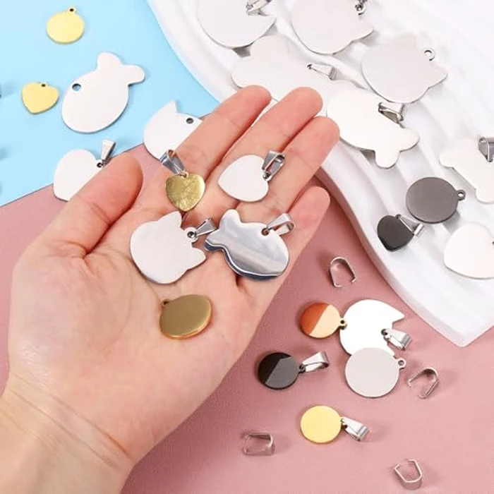 uxcell 5 Pcs 15mm/0.59 Inch Heart Blank Stamping Tags, Metal Charm Dog ID Tags for Pet Name Tag Making Crafts Decoration DIY Pendants, Rose Gold by uxcell - Image 4