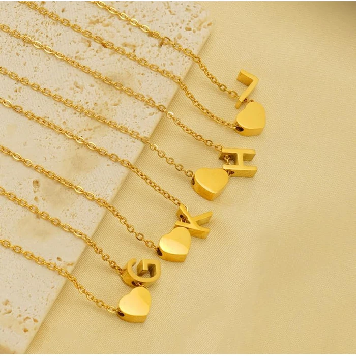WLL Tiny Gold-Tone Love Heart Initial Necklace Personalized Dainty Letter Necklace Name Jewelry for Women Birthday Gift(gold-tone J) by WLL - Image 4