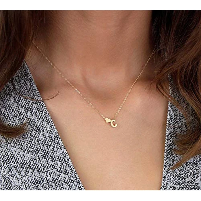 WLL Tiny Gold-Tone Love Heart Initial Necklace Personalized Dainty Letter Necklace Name Jewelry for Women Birthday Gift(gold-tone J) by WLL - Image 5