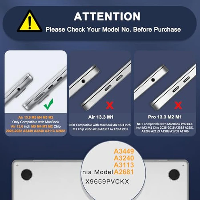 MOSISO Compatible with MacBook Air 13 inch Case M5 2026 M4 2025 M3 M2 2024-2022 A3449 A3240 A3113 A2681, Hard Shell&Keyboard Cover&Screen Film&Pouch for MacBook Air 13.6 inch Case, Frost by MOSISO - Image 2