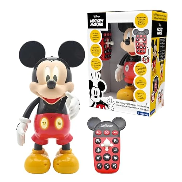 LEXiBOOK - Disney - Bilingual Mickey Robot - English/Spanish, 100 Educational quizzes, Light Effects, Dance, programmable, Articulated, Black/red - MCH01i2 by LEXiBOOK - Used - Like New condition - US$43.89