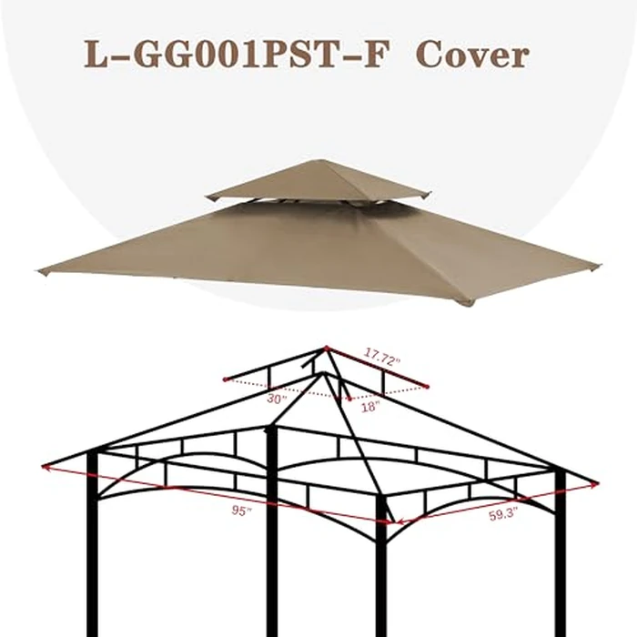 SCOCANOPY Upgraded Ripstop Fabric Replacement Canopy Grill BBQ Gazebo Roof Top, for Gazebo Model L-GG001PST-F,(Khaki) by SCOCANOPY - Image 3