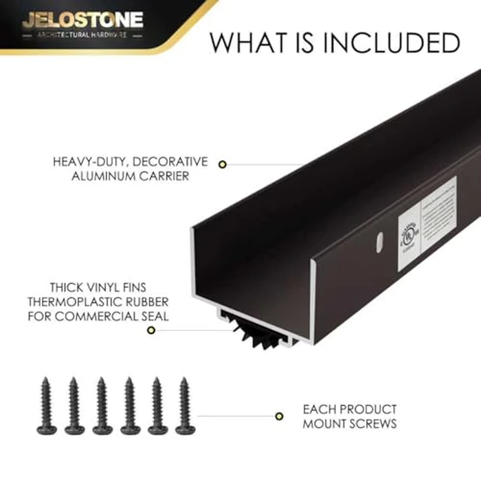 JELOSTONE U-Shaped Aluminum Door Bottom Shoes(Dark Bronze) - Fire Rated - 1-3/4"W x 1-1/8"H x 36" L Weather Stripping Seal for Exterior Doors, Vinyl Insert, JS-217DV by JELOSTONE - Image 3