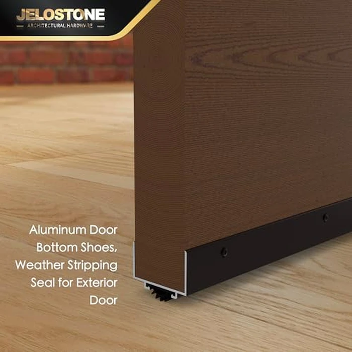 JELOSTONE U-Shaped Aluminum Door Bottom Shoes(Dark Bronze) - Fire Rated - 1-3/4"W x 1-1/8"H x 36" L Weather Stripping Seal for Exterior Doors, Vinyl Insert, JS-217DV by JELOSTONE - Image 5
