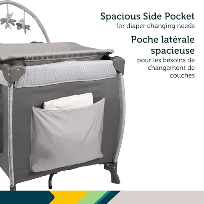 Safety 1st Amherst Baby Playard - 3-in-1 Travel-Ready Playard, Bassinet & Changer with Storage, Toy Bar - for Newborn to Toddler - Stardust by Safety 1st - Image 6