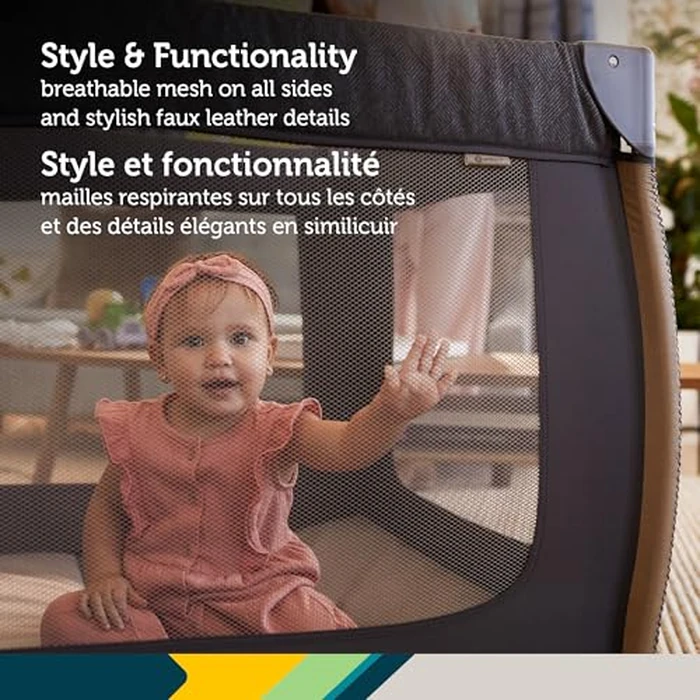 Safety 1st Amherst Baby Playard - 3-in-1 Travel-Ready Playard, Bassinet & Changer with Storage, Toy Bar - for Newborn to Toddler - Stardust by Safety 1st - Image 7
