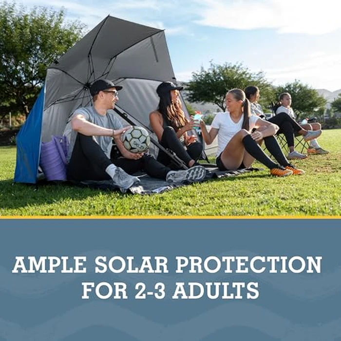 Sport-Brella Fieldedge (Gray) UPF 50+ Sun Protection Umbrella, 6-Foot Bi-Fold Canopy with Patented Side Panels, Premium Auger Bit and Carry Bag for Outdoor Shade on Beach, Grass, or Sidelines by Sport-Brella - Image 2