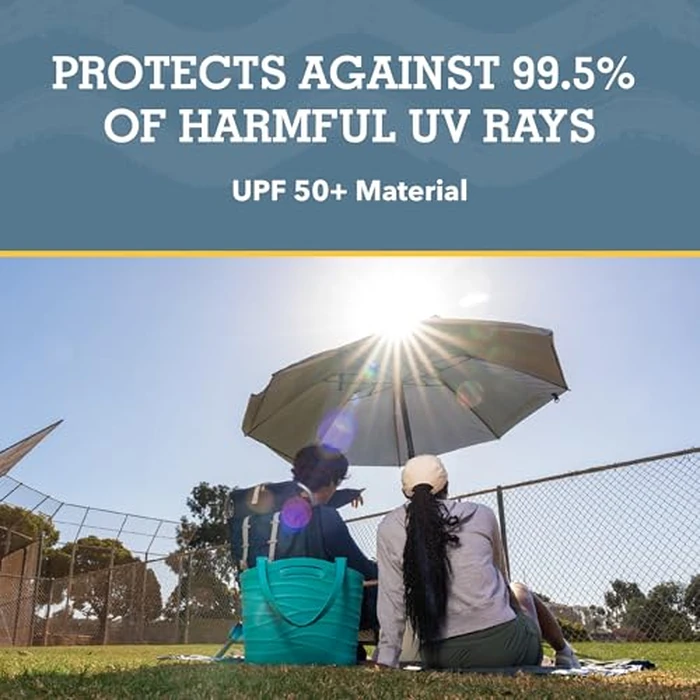 Sport-Brella Fieldedge (Gray) UPF 50+ Sun Protection Umbrella, 6-Foot Bi-Fold Canopy with Patented Side Panels, Premium Auger Bit and Carry Bag for Outdoor Shade on Beach, Grass, or Sidelines by Sport-Brella - Image 3