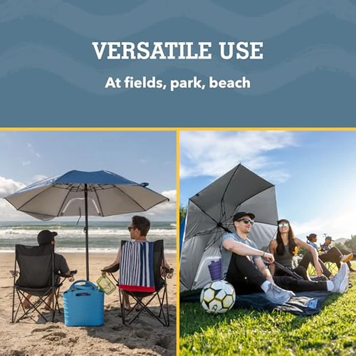 Sport-Brella Fieldedge (Gray) UPF 50+ Sun Protection Umbrella, 6-Foot Bi-Fold Canopy with Patented Side Panels, Premium Auger Bit and Carry Bag for Outdoor Shade on Beach, Grass, or Sidelines by Sport-Brella - Image 5