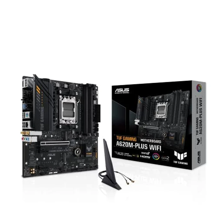 ASUS TUF Gaming A620M-PLUS(WiFi) AMD AM5 (Ryzen 7000) microATX Gaming Motherboard(DDR5,PCIe 4.0,2xM.2 Slots,2.5Gb LAN,Wi-Fi6,2xDisplayPort,HDMI,Front USB 3.2 Gen 1 Type-C,BIOS Flashback,M.2 Q-Latch) by ASUS - Used - Like New condition