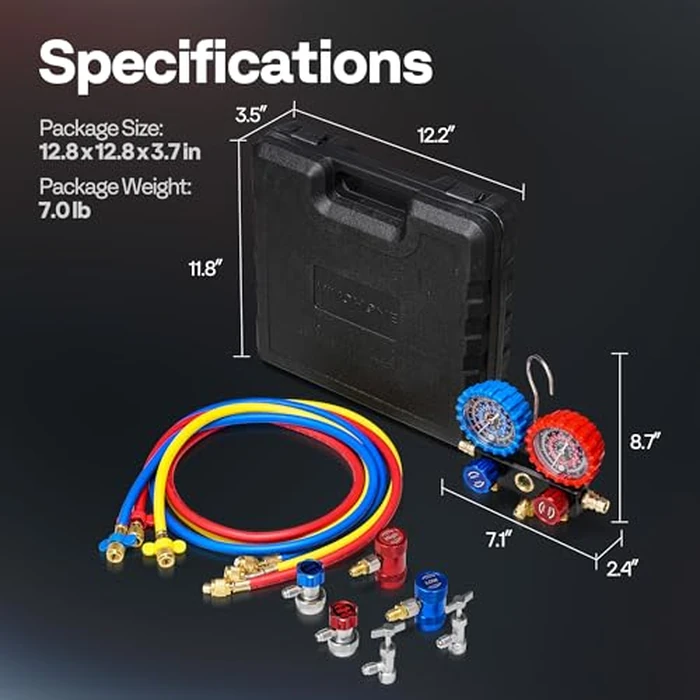 VIVOHOME HVAC Manifold Gauge Set with R134a R1234yf Quick Couplers and Can Taps, Automotive AC Gauges with 3 Hoses for Car Freon Charging and Evacuation by VIVOHOME - Image 7