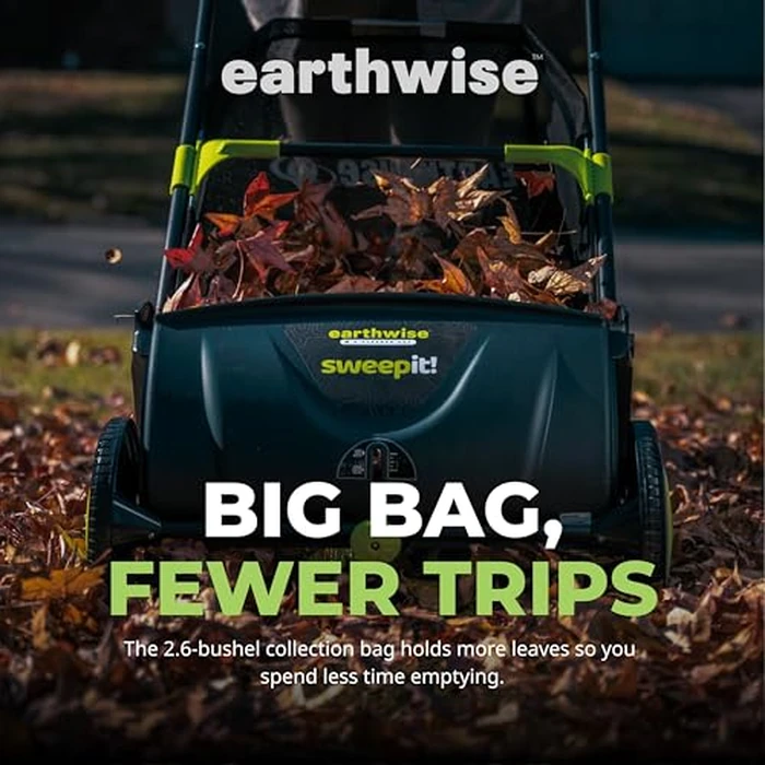 Earthwise LSW70021 Sweep it! 21-inch Push Lawn Sweeper with Removable 2.6 Bushel Collection Bag and Adjustable Sweeping Height by Earthwise - Image 5