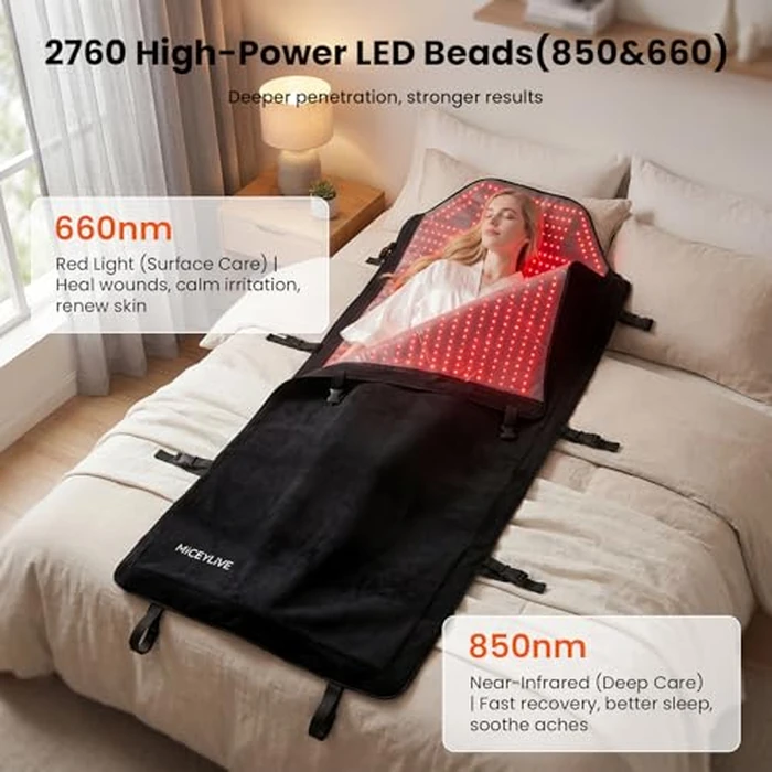 Red Light Therapy Mat Full Body,72"x33" Dual Wavelength Red Light Therapy Bed with 2625 LEDs for Full Body Muscle Pain Relief & Improve Sleep,Detachable Red Light Blanket for Home Use by MICEYLIVE - Image 4