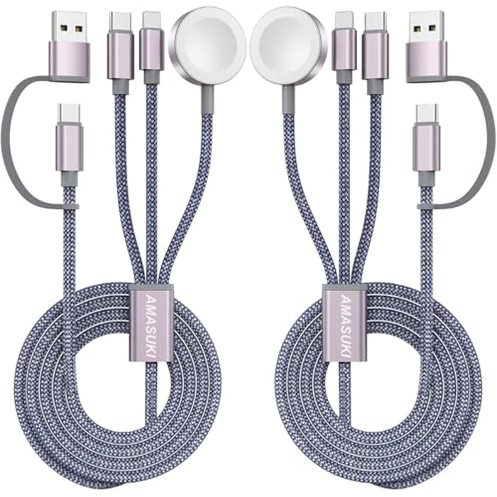 2Pack Travel Essentials,Multi Charging Cable 3 in 2 USB C for Apple Watch Charger,iPhone Charger,Cruise Vacation Camping,Portable for iWatch Series 11-2/Ultra/SE & iPhone 17-12,Sony PSP Cables by Amasuki - Used - Very Good condition - US$15.57