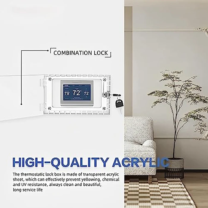 Universal Thermostat Box with Key, Clear Large Thermostat Cover, Thermostat Wall Guard, Thermostat Guard Fits Thermostats 4.7"H x 7.3"W x 2.2"D inches or Smaller by Tzgsonp - Image 5