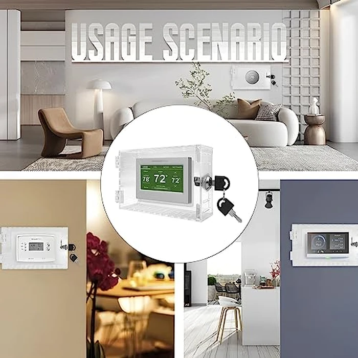 Universal Thermostat Box with Key, Clear Large Thermostat Cover, Thermostat Wall Guard, Thermostat Guard Fits Thermostats 4.7"H x 7.3"W x 2.2"D inches or Smaller by Tzgsonp - Image 7