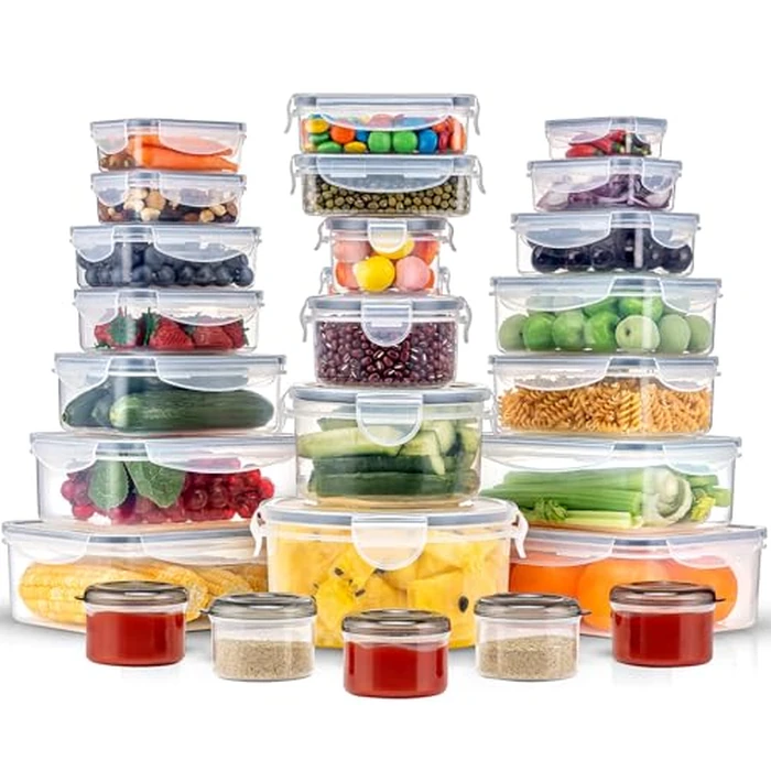 Pure Future 50-Piece Food Storage Containers Set (25-Pack) - Includes 2x JUMBO 2.5L (84oz) & 2x 1.5L Large Bins, Airtight Plastic Meal Prep Lunch Boxes with Lids, Microwave/Freezer Safe, BPA Free by Pure Future - Used - Acceptable condition - CA$30.09