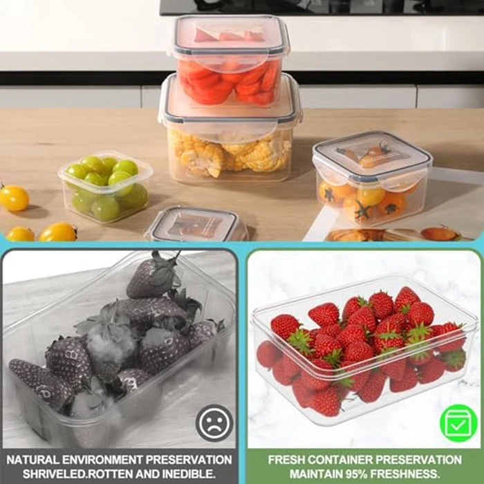 Pure Future 50-Piece Food Storage Containers Set (25-Pack) - Includes 2x JUMBO 2.5L (84oz) & 2x 1.5L Large Bins, Airtight Plastic Meal Prep Lunch Boxes with Lids, Microwave/Freezer Safe, BPA Free by Pure Future - Image 6