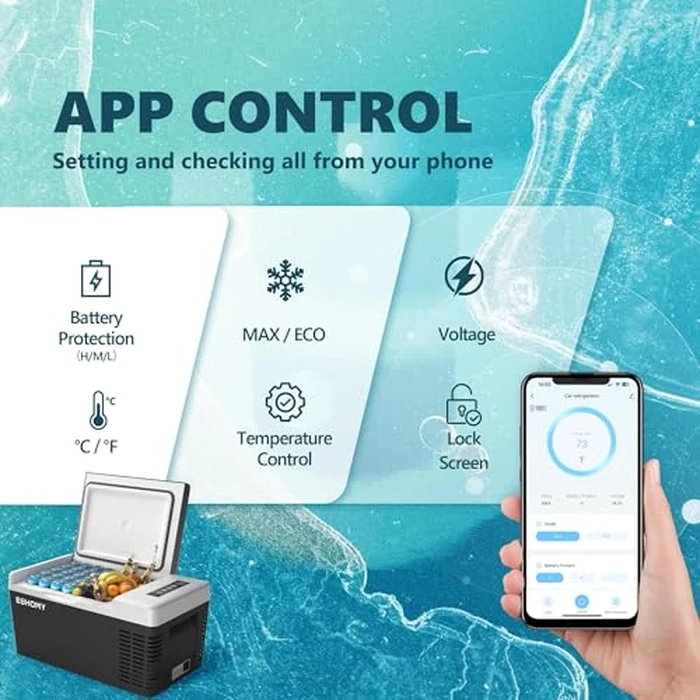 EUHOMY 12 Volt Refrigerator, 19QT(18L) Compressor Electric Cooler APP Control, Car Fridge -4℉~68℉, Portable Refrigerator 12/24V DC 100-240V AC, Portable Freezer for Camping, Travel, Boat by EUHOMY - Image 2