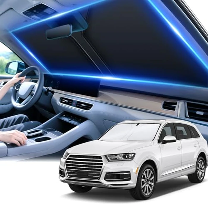 SINGARO 300T Universal Car Windshield Sun Shade, Foldable Reflective for Windshield & Window Shades with Overlapping Design, Car Interior Accessories (55" L x 26.7" W) by SINGARO - Used - Very Good condition