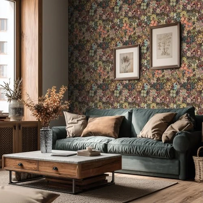 Kalafona Dark Floral Peel and Stick Wallpaper - Vintage Botanical Self Adhesive Wall Paper, Removable and Renter Friendly Boho Wallpaper for Bedroom, Bathroom, Kitchen Cabinet & Home Decor 17.3"x197" by Kalafona - Image 4