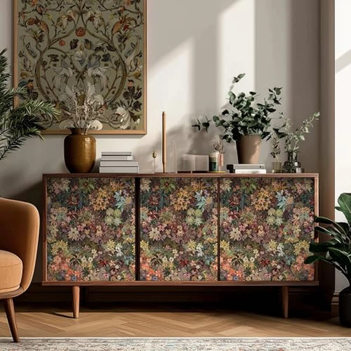 Kalafona Dark Floral Peel and Stick Wallpaper - Vintage Botanical Self Adhesive Wall Paper, Removable and Renter Friendly Boho Wallpaper for Bedroom, Bathroom, Kitchen Cabinet & Home Decor 17.3"x197" by Kalafona - Image 7