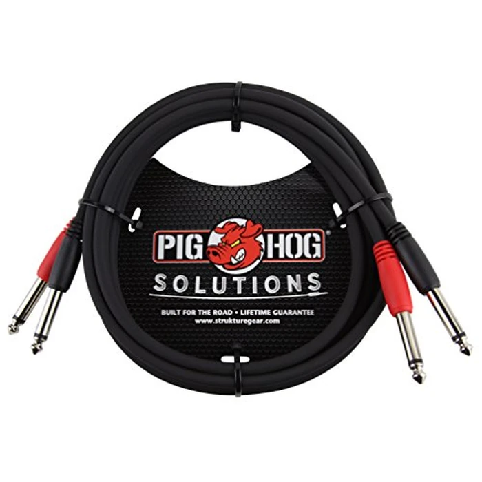 Pig Hog Solutions PD-21410 10 Feet Dual Cable 1/4" Mono (Male) to 1/4" Mono (Male) Molded Connector Tough PVC Exterior by Pig Hog - Image 1