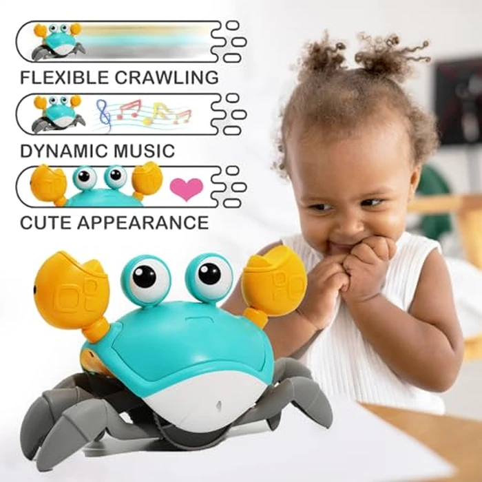 Pbooo Crawling Crab Baby Toy, Interactive Walking Dancing Moving Crab Toy (Infrared Sensing) 3-6 6-12 Months, Toddler Learning Tummy Time Crab, Infant Music Sensory Birthday Gifts by Pbooo - Image 2