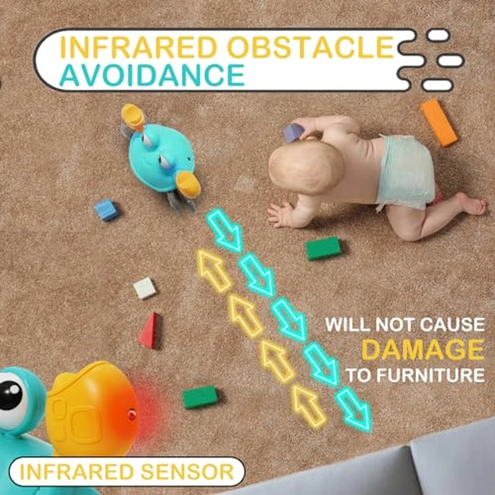 Pbooo Crawling Crab Baby Toy, Interactive Walking Dancing Moving Crab Toy (Infrared Sensing) 3-6 6-12 Months, Toddler Learning Tummy Time Crab, Infant Music Sensory Birthday Gifts by Pbooo - Image 6