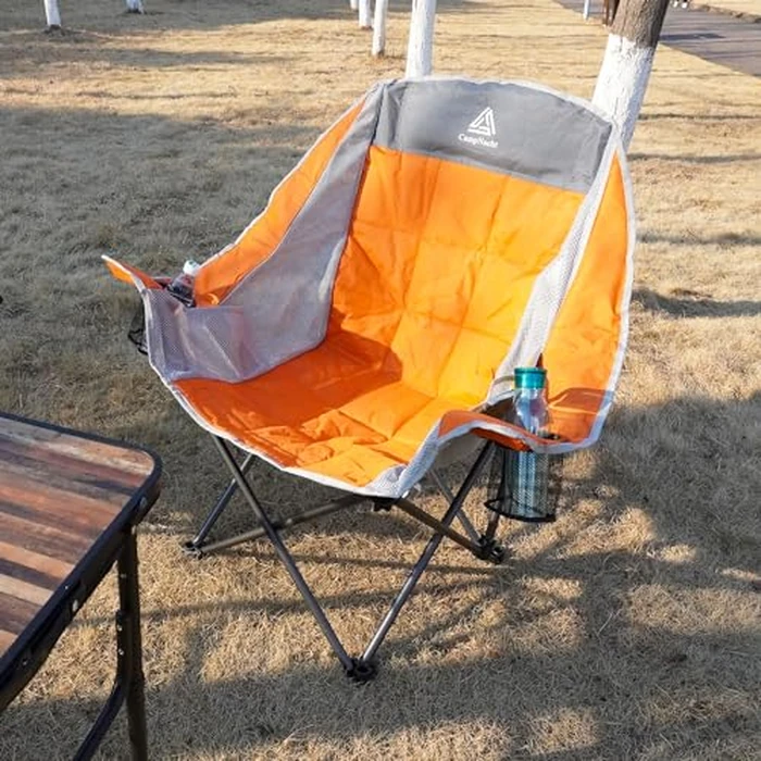 CampNacht Outdoor Camping Lawn Chair, Oversized Padded Chair for Adults with Cup Holders, Portable Lightweight Folding Chair for Outside with Carry Bag for Camping, Hiking, Orange, 1 Pack by YOUGYM - Image 6