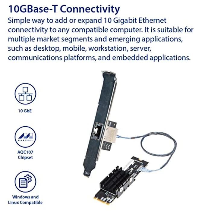 IO Crest 10 Gigabit M.2 M Key Ethernet Network Expansion Card by IO CREST - Image 2