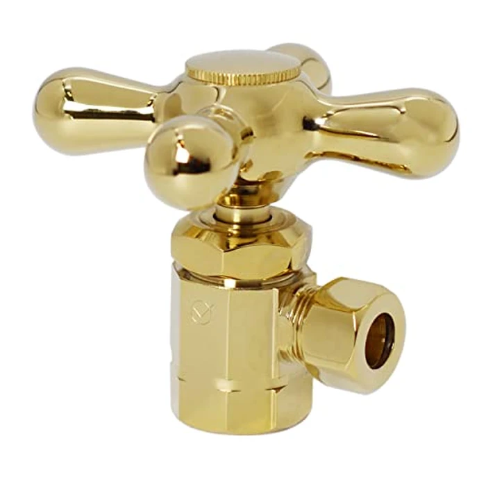 Westbrass A1838L-01 Freestanding Pedestal Sink Faucet Supply Line Risers with P-Trap, Flanges and Cross Handles, Polished Brass by Westbrass - Image 3