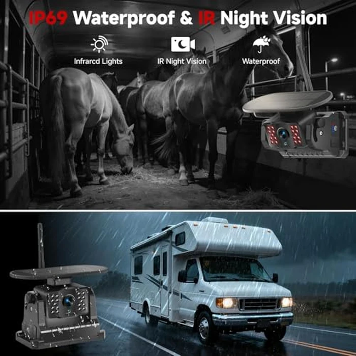 Venluna Dual Wireless Magnetic Backup Camera for Trailer - 7” 1080P HD 4CH Monitor with Solar 15000mAh Rechargeable Night Vision Rear Camera, DVR Loop Recording Waterproof No Delay for Truck,RV,Camper by Venluna - Image 4