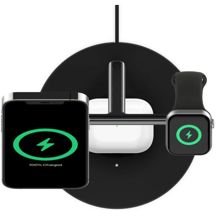 Belkin BoostCharge 3-in-1 Wireless Charger with MagSafe 15W - Black by Belkin - Image 4