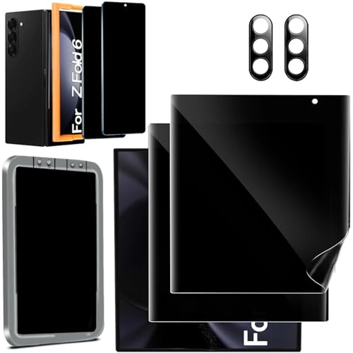 Ferilinso 2 Pack Privacy Screen Protector for Samsung Galaxy Z Fold 6 [Phone Case Friendly], Inside Anti-Spy Film with 2 Pack Front Tempered Glass + Camera Lens Protector Accessories by Ferilinso - Used - Very Good condition - US$22.70