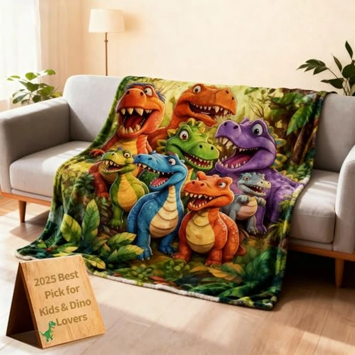 Dinosaur Blanket for Boys Girls 3D Dinosaur Throw Dino Blanket for Toddler Boys Kids Cute Smiling Dinosaurs HD Digital Print Flannel Ultra Soft Lightweight All Season (30"x40") by Dojavop - Used - Like New condition - US$18.99