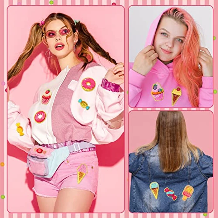 WILLBOND 28 Pcs Dessert Theme Chenille Patches, Self Adhesive Cute Ice Cream Candy Stickers for Crafts, Notebook Decorations, Party Setups, Stationery DIY, Baking-Themed Parties Girls Women Gifts by WILLBOND - Image 5