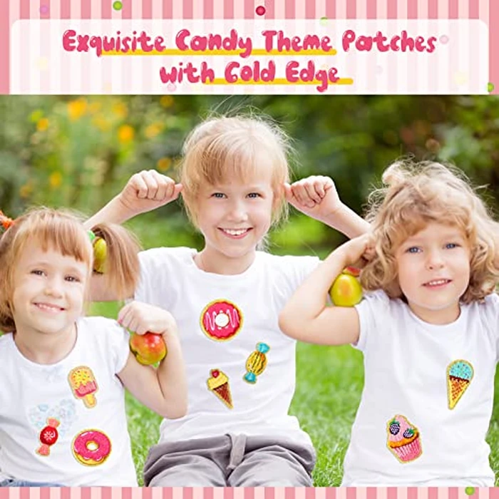 WILLBOND 28 Pcs Dessert Theme Chenille Patches, Self Adhesive Cute Ice Cream Candy Stickers for Crafts, Notebook Decorations, Party Setups, Stationery DIY, Baking-Themed Parties Girls Women Gifts by WILLBOND - Image 6