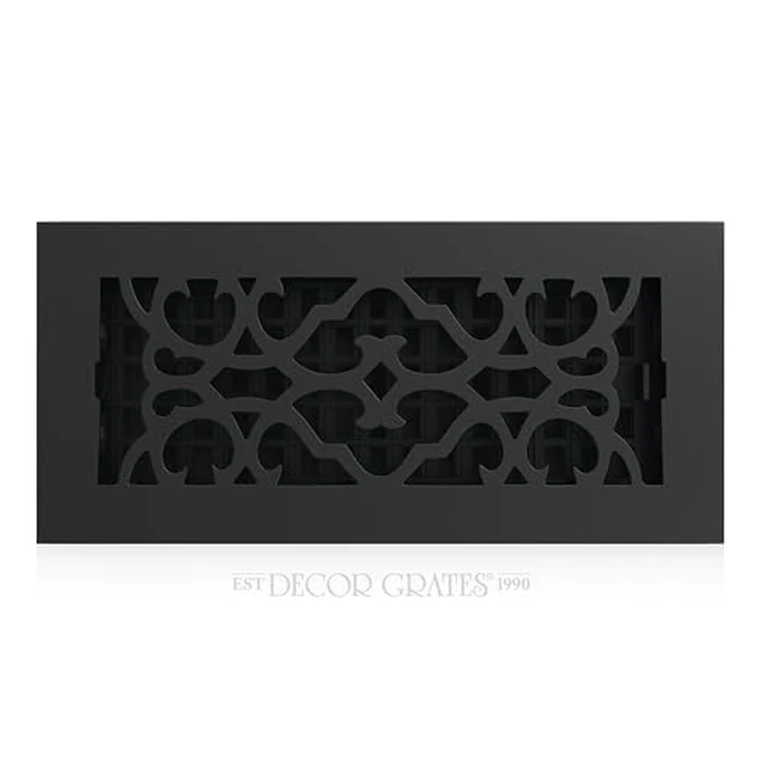 Decor Grates AC410-BLK Victorian Floor Register 4 x 10 Inches Cast Iron Black by Decor Grates - Used - Very Good condition - CA$16.24