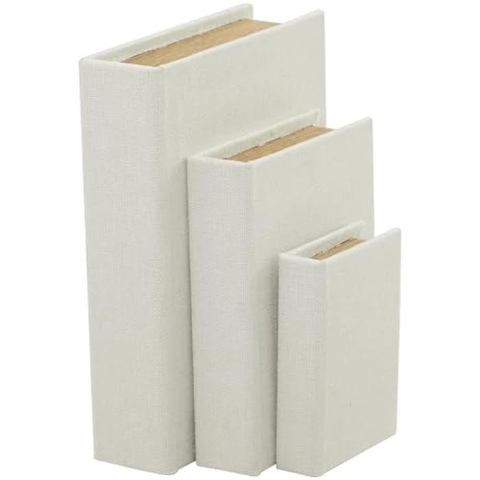 Deco 79 Linen Faux Storage Book Box, Set of 3 12", 9", 6"H, White by Deco 79 - Used - Very Good condition - CA$33.71