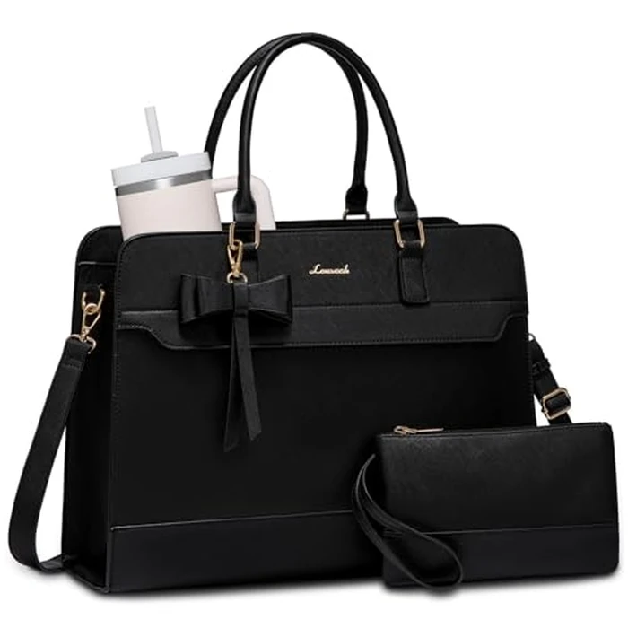 LOVEVOOK Laptop Tote Bag for Women, Leather Work Bag, Waterproof Business Teacher Bag, Large Computer Handbag Purse Briefcase, Office Gifts for Women by LOVEVOOK - Used - Acceptable condition - CA$23.27